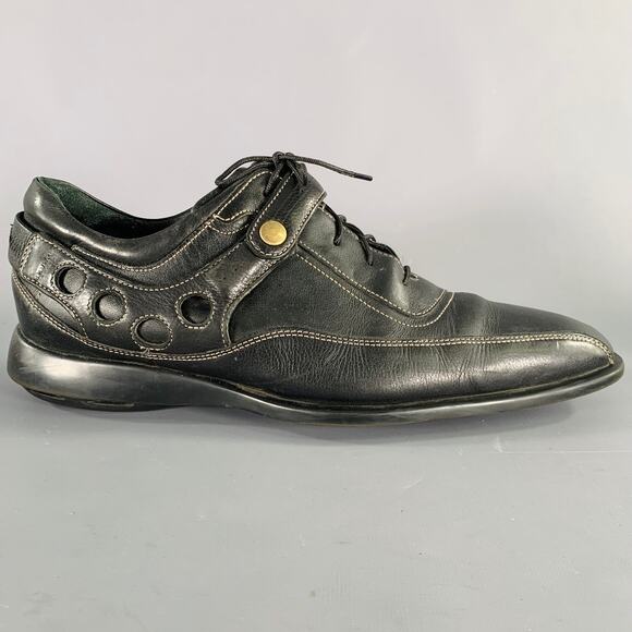 COLE HAAN Size 9.5 Black Contrast Stitch Leather Lace-Up Shoes main image 9